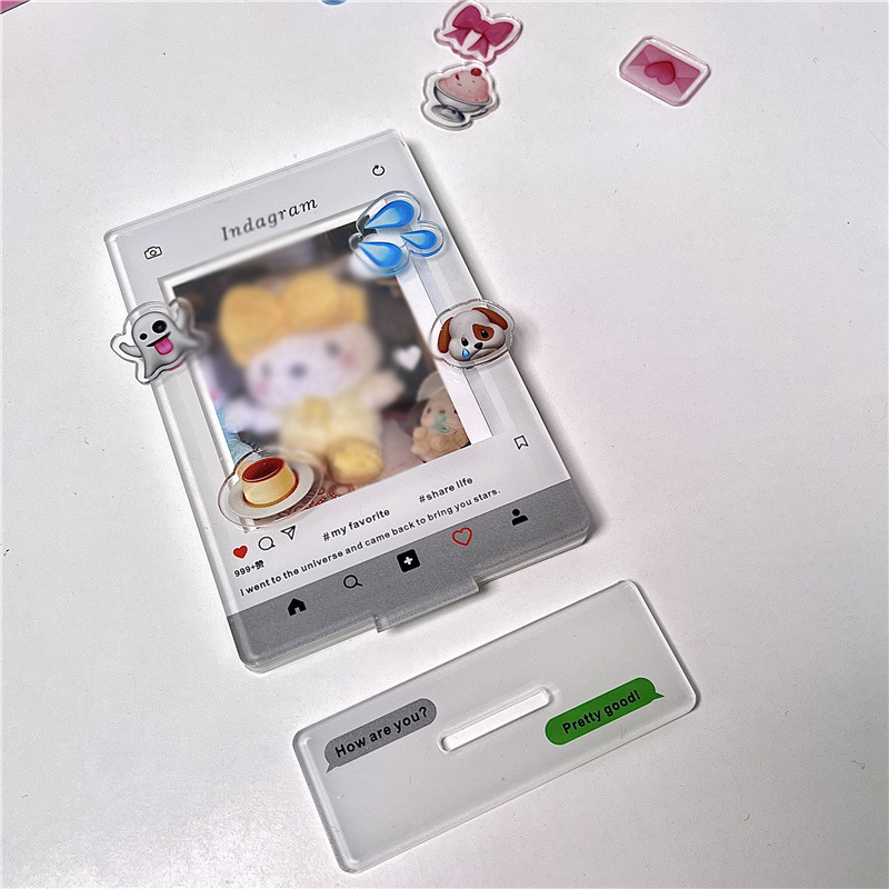 3in kawaii akryl fotoramar fotokortshållare transparent fotoskydd pärm fotokort idol fotofodral brevpapper