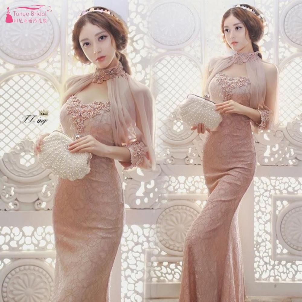 Højhalset chiffon applikation perler jakke bryllup brudesjal lange ærmer bolero jakker til brud dqg 1030