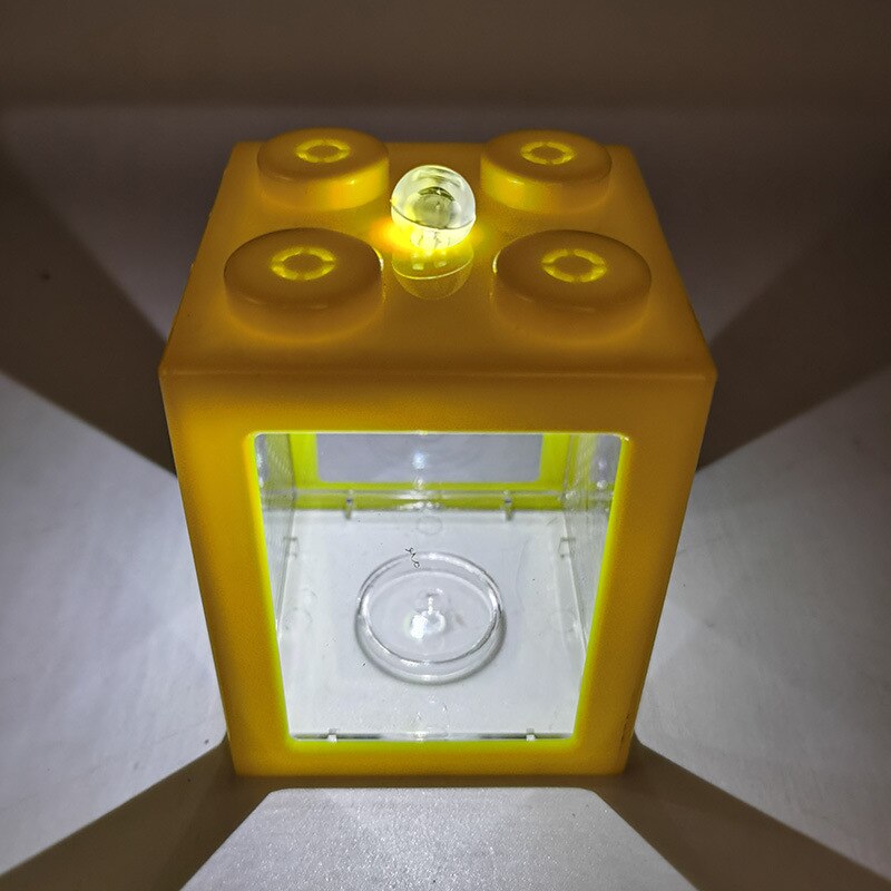 Mini Fish Tank Built-in Lights Desktop Small Pet Box DIY Stackable Turtle Tank Aquatic Plant Viewing Tank Aquarium Decoration: Yellow / Colorful Lights