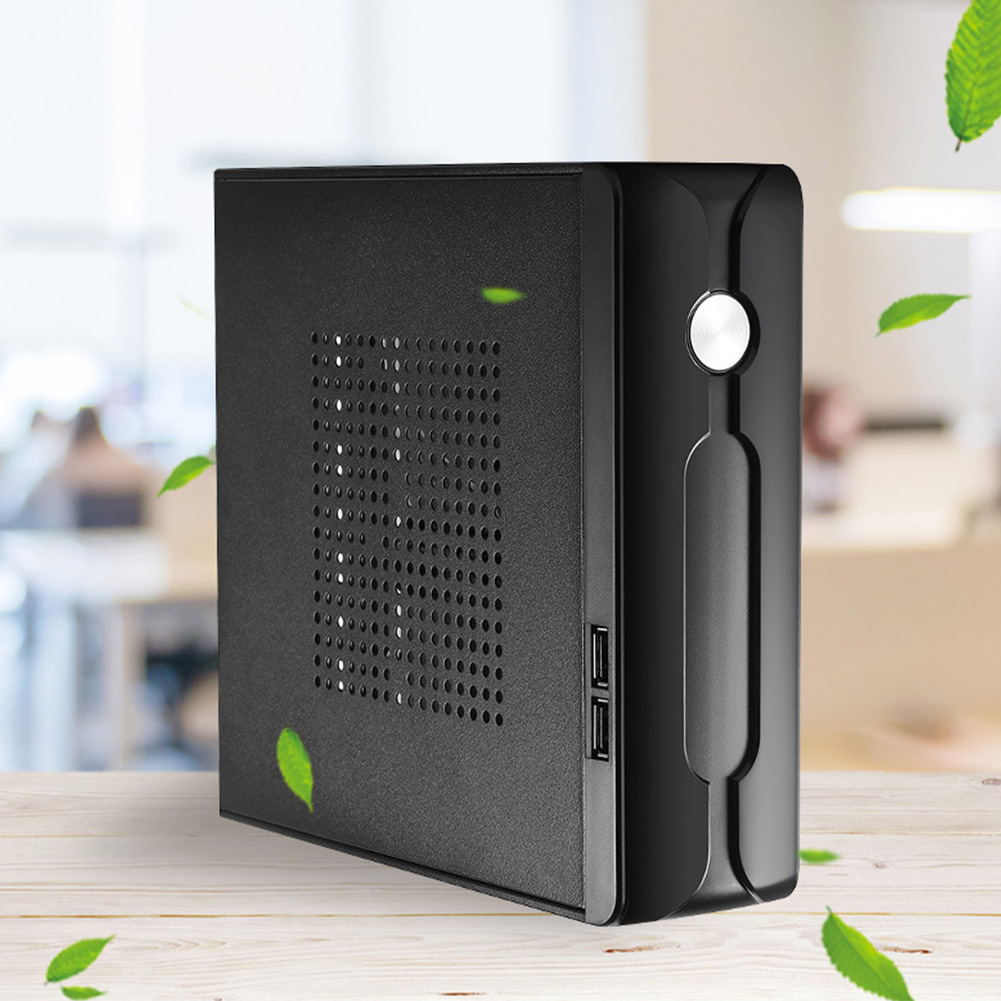 Boîtier HTPC pour ordinateur de bureau 2.0 USB, boîtier pour ordinateur de jeu, Horizontal, maison, châssis en métal, alimentation avec trou de radiateur, Mini ITX