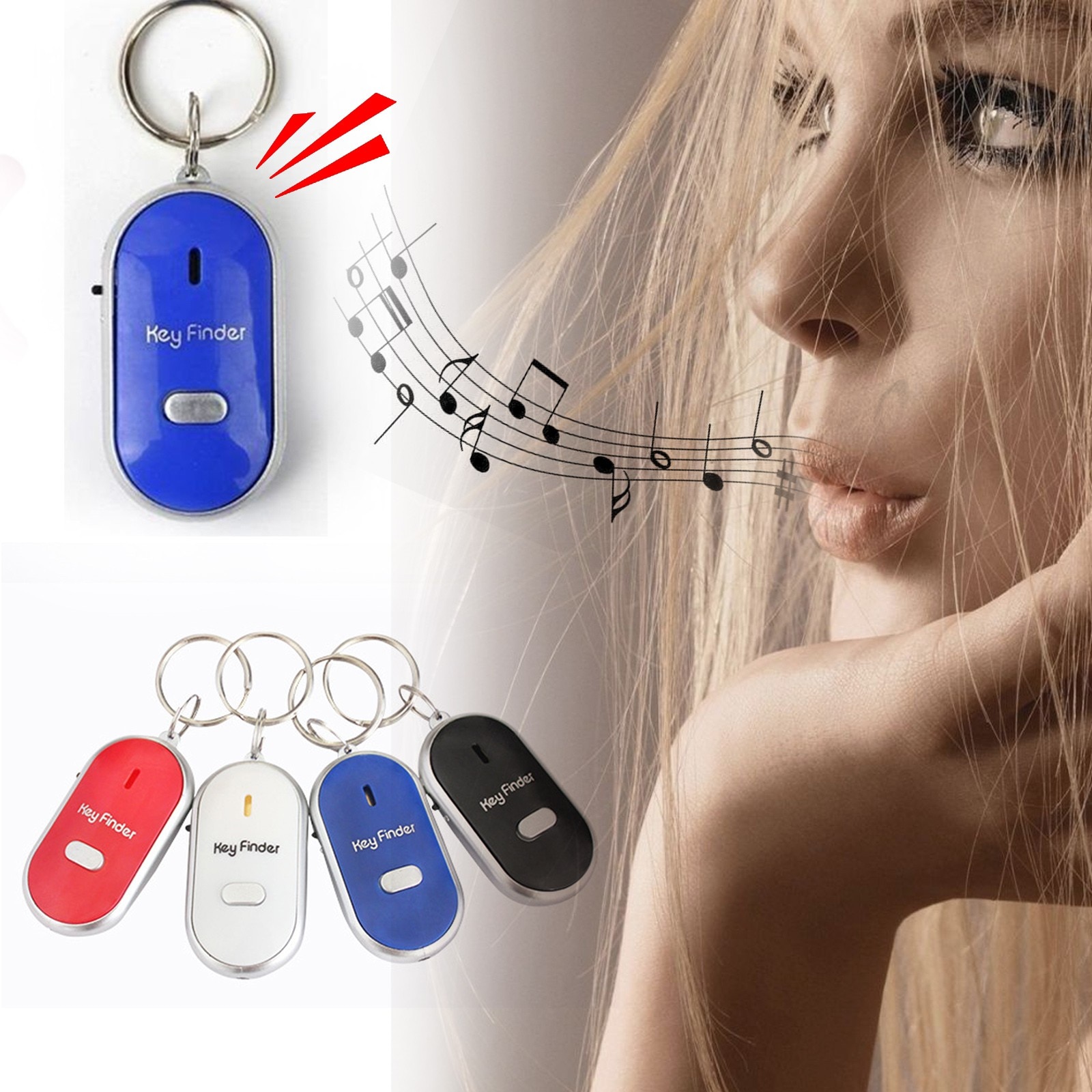 LED Key Finder Anti-Lost Locator Keychain Whistle Sound Control Locator Mini Portable Anti-lost Device Keychain