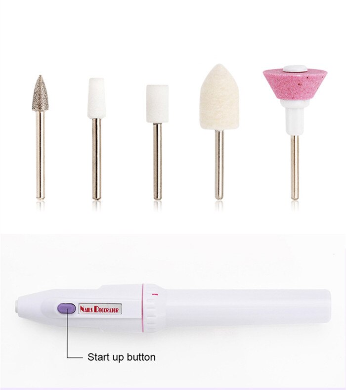 Bärbar mini nagel elektrisk borrslipning batteri maskin nagelborr buffertfil nail art kit pro 5 tips diy nagelverktyg