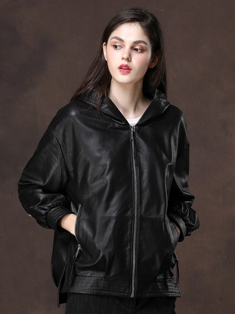 Nerazzurri Zwart Oversized Lederen Jas Vrouwen Met Capuchon Lange Mouw Schouder Rits Plus Size Lente Faux Lederen Jas