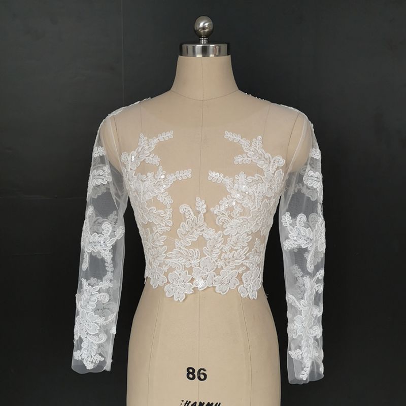 Brude brudekjole hvit brudekjole bryllup cape blonder bolero de mariage dentelle
