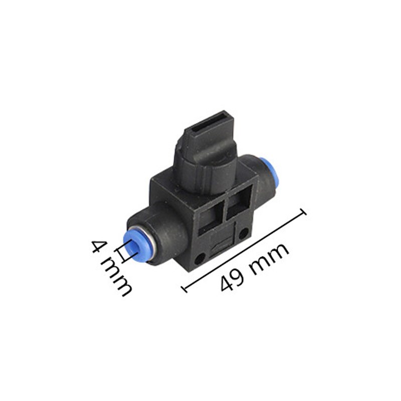 Air Pneumatische Hand Valve 4mm 6mm 8mm 10mm 12mm OD Slang Buis Push In sluit T-joint 2-Way Flow Beperkende Snelheid Controle: 4mm