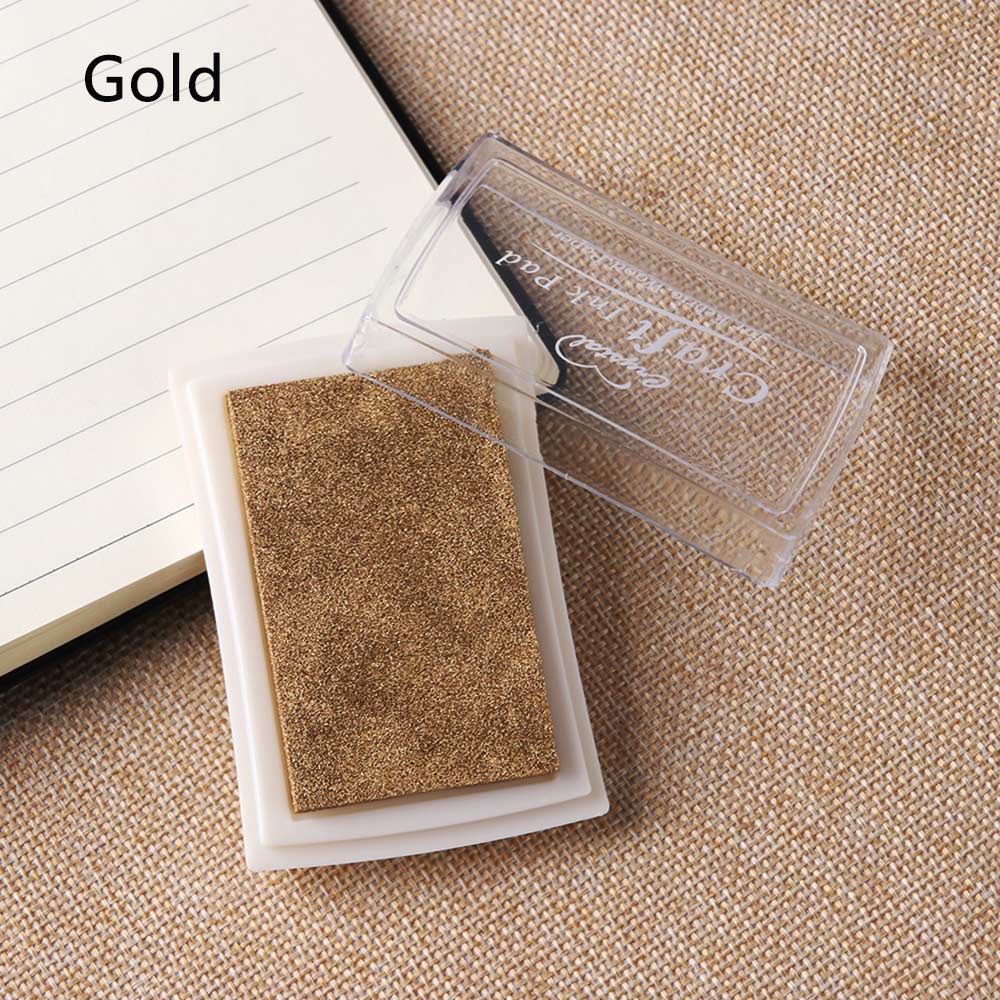 Wedding Children Toy Oil Based DIY Craft Ink Pad Rubber Stamps for Fabric Wood Paper DIY School Office Badge Supplies: Gold