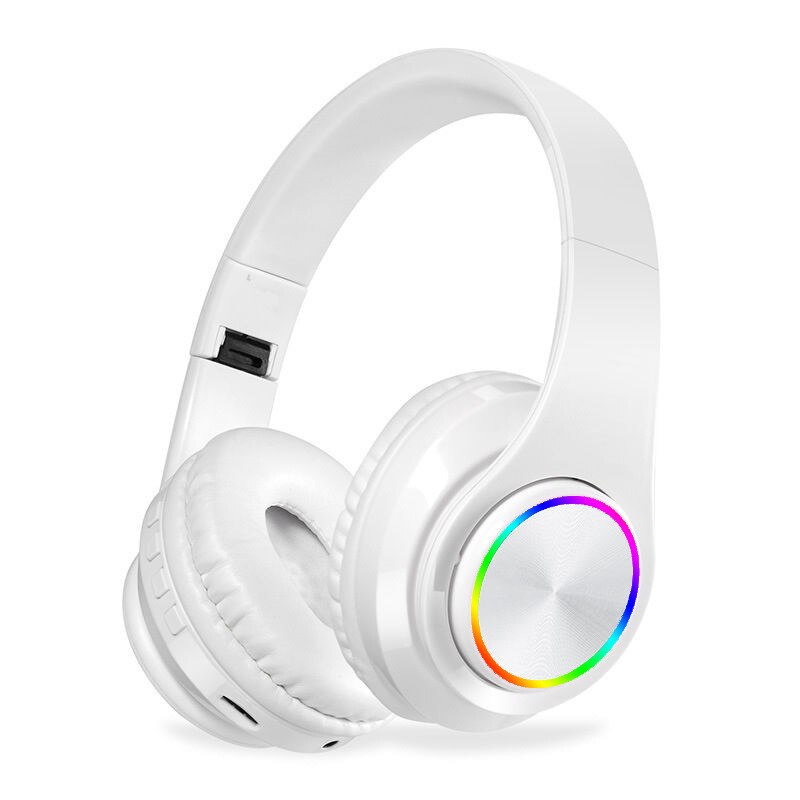 Cute Cat Ear Headphones Wireless Bluetooth 5.0 Adults Kids Girls Glowing LED Headset Support TF Card With Mic for: 01 white B39
