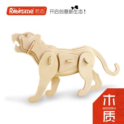 Træ 3d model legetøj puslespil kinesisk stjernetegn dyr rotte kvæg tiger kanin drage snack hest får abe hund gris: Tiger