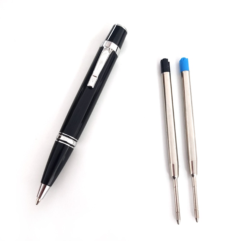 Luxury Mini Full Metal Short Ballpoint Pen Give 2 Refills 0.7mm Balck and Blue Ink Heavy Portable Notebook Roller Pens
