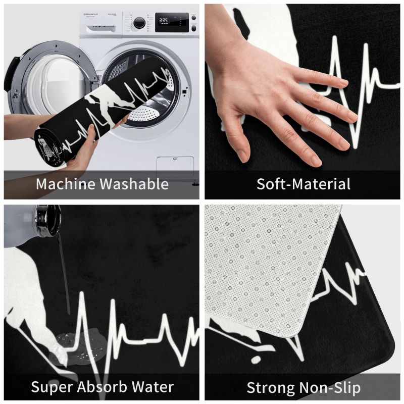 Individuell gestaltete eishockey-herzschlag-fußmatt, rutschfest, für eingangsbereich, küche, Schlecht, wohnzimmer, spielerzimmer, wohnzimmer, fußmatt