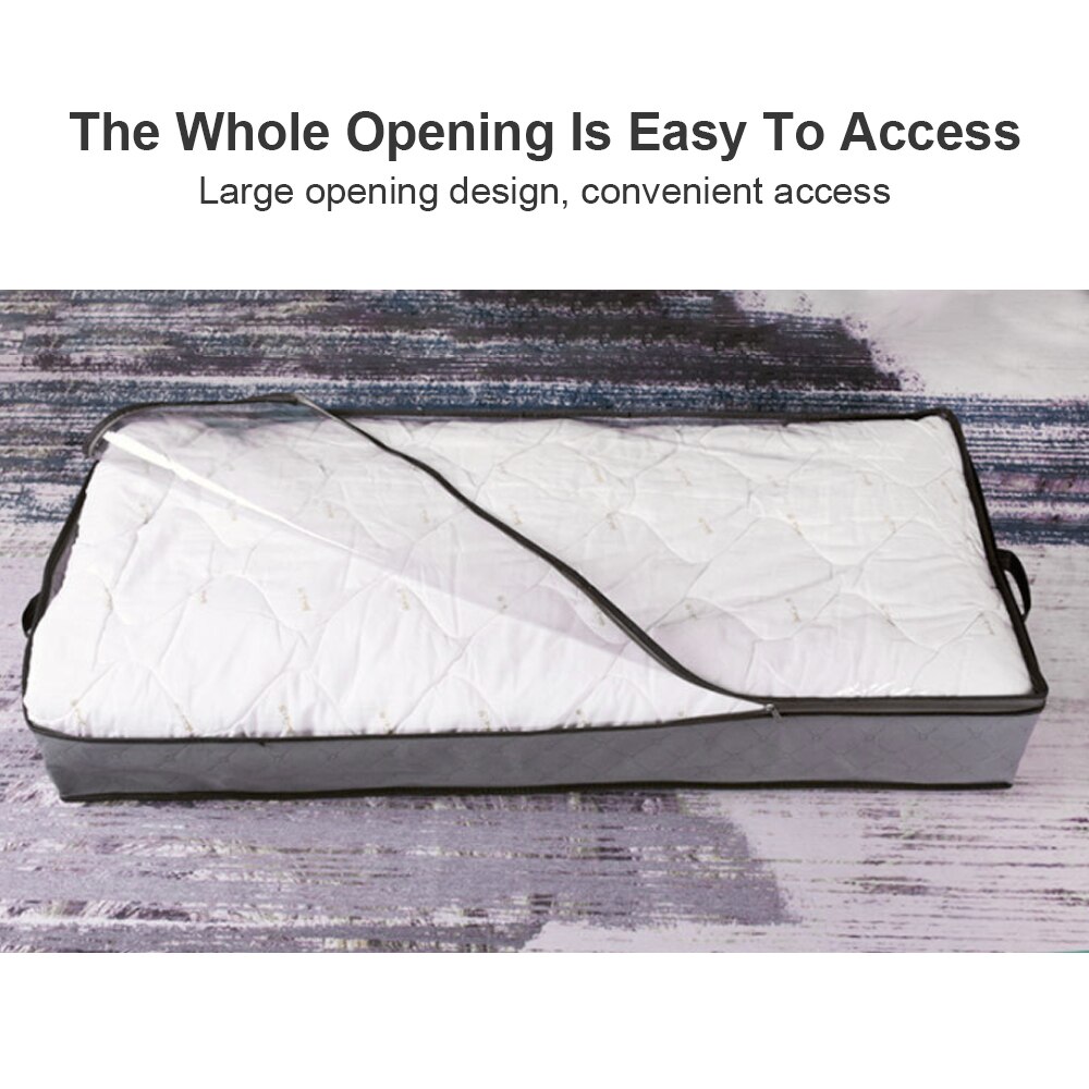 Foldable Under Bed Bags Large Under Bed Storage Boxes Thick Breathable Underbed Clothes Storage Bags Zippered Organizer