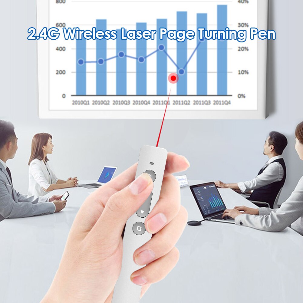 RF 2.4GHz Wireless Flip Pen Red Light USB Rechargeable PPT Presentation Slide Remote Control Powerpoint Clicker Pointer