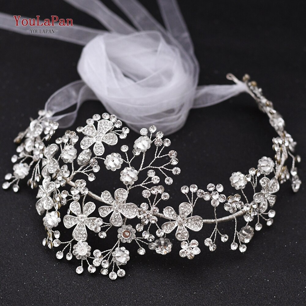 YouLaPan SH273 Princess Bridal Belt with Alloy Flower Rhinestone Applique Belts Women Belts with Diamonds Style Bridal Belt: white organza