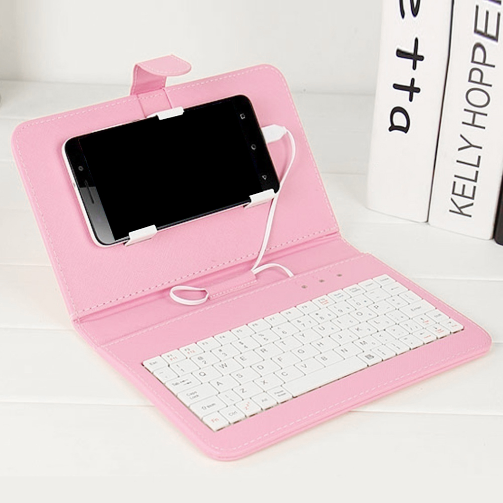 Universelt tastaturveske i pu -skinn til andriod -beskyttende mobiltelefon med bluetooth -tastatur til 4.8-6 tommers telefon