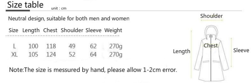 Outdoors Men Women Nylon Rain Coat Raincoat Long Rain Jacket Rainwear Poncho Black, Blue