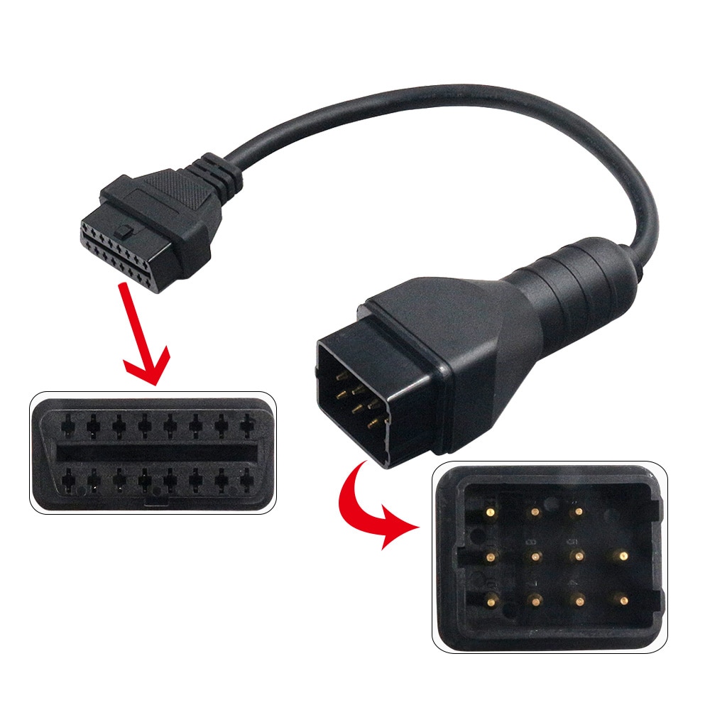 OBD2 Connector For Renault 12Pin to 16Pin Female Adapter obd 2 OBDII Extension Cable For Renault 12 Pin Connector Cable