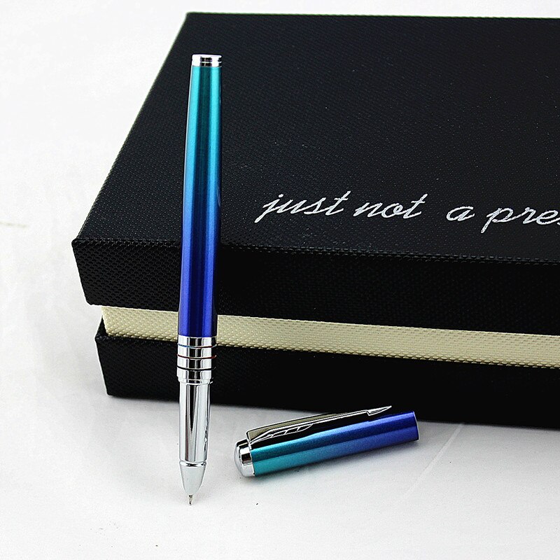 Lapicero de lujo, Clip dorado y plateado, bolígrafos de tinta de Metal de lujo con 0,38mm Extra Punta fina, pluma estilográfica para escribir, caja de