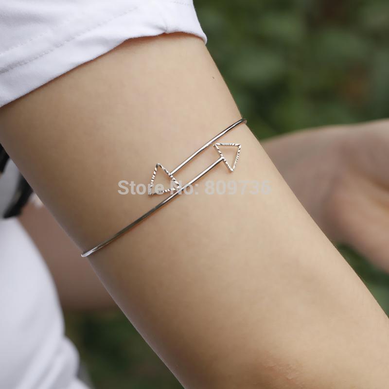 Nouvelle creux Triangle brassards bras supérieur brassard chaîne manchette Bracelet pour femmes filles or argent couleur Chic bijoux