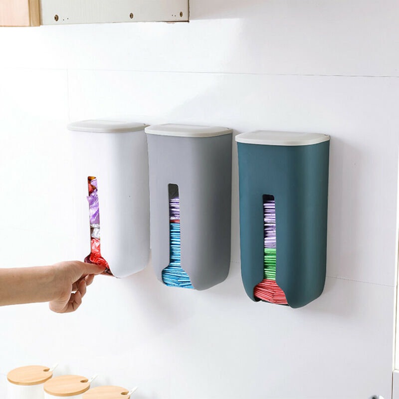 Caja de almacenamiento de bolsas de plástico, colgador dispensador, bolsa de basura, organizador de cocina
