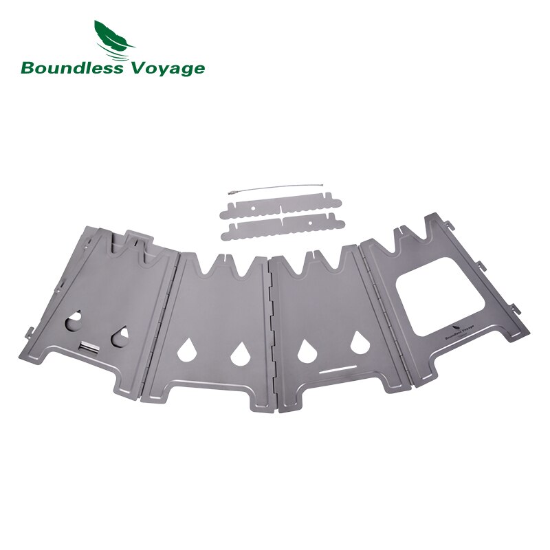 Boundless Journey-estufa portátil plegable de titanio para exteriores, hornillo de madera con soporte para olla, horno de carbón para acampar, Ti2009C