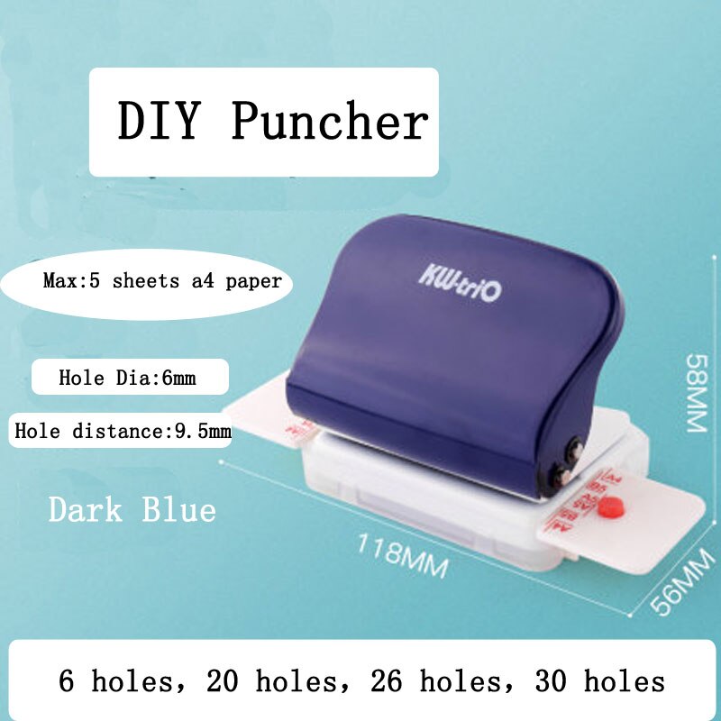 Yiwi A4(30 holes) B5(26 holes) A5（20 holes）DIY Hole Puncher DIY Loose Leaf Hole Punch Handmade Loose-leaf Paper Hole Puncher: dark blue