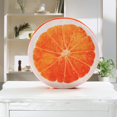 Frukt golv kudde rund kudde mjuk plysch sittdyna soffstol: Orange / 32 x 32 x 5cm