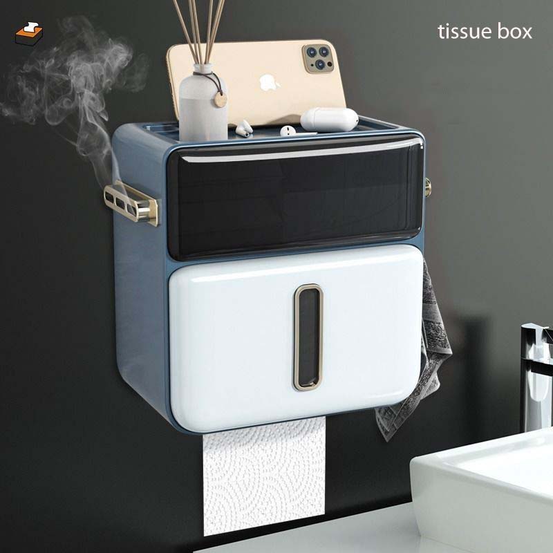 Toilettenpapierhalter zur Wandmontage, wasserdichte Taschentuchbox, Aufbewahrungsregal, Regal, Badezimmerzubehör