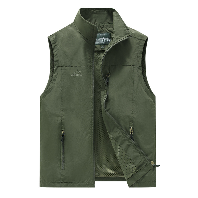 FGKKS Primavera Nuovi Uomini Gilet Per Il Tempo Libero All'aperto Gilet di Colore Solido Giovane di Mezza Età Fotografia Pesca Gilet Casual Giacca Maschile