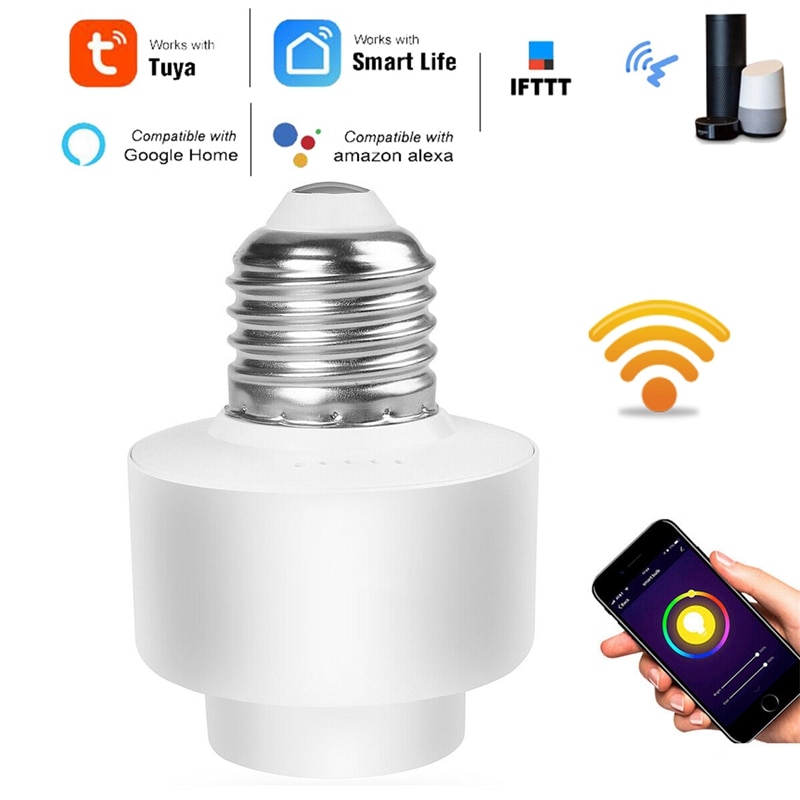 Wifi Smart Light Base Voor Smart Leven/Tuya App Draadloze Afstandsbediening E26 E27 Bulb Socket Werken Met Alexa google Home Ifttt: Default Title