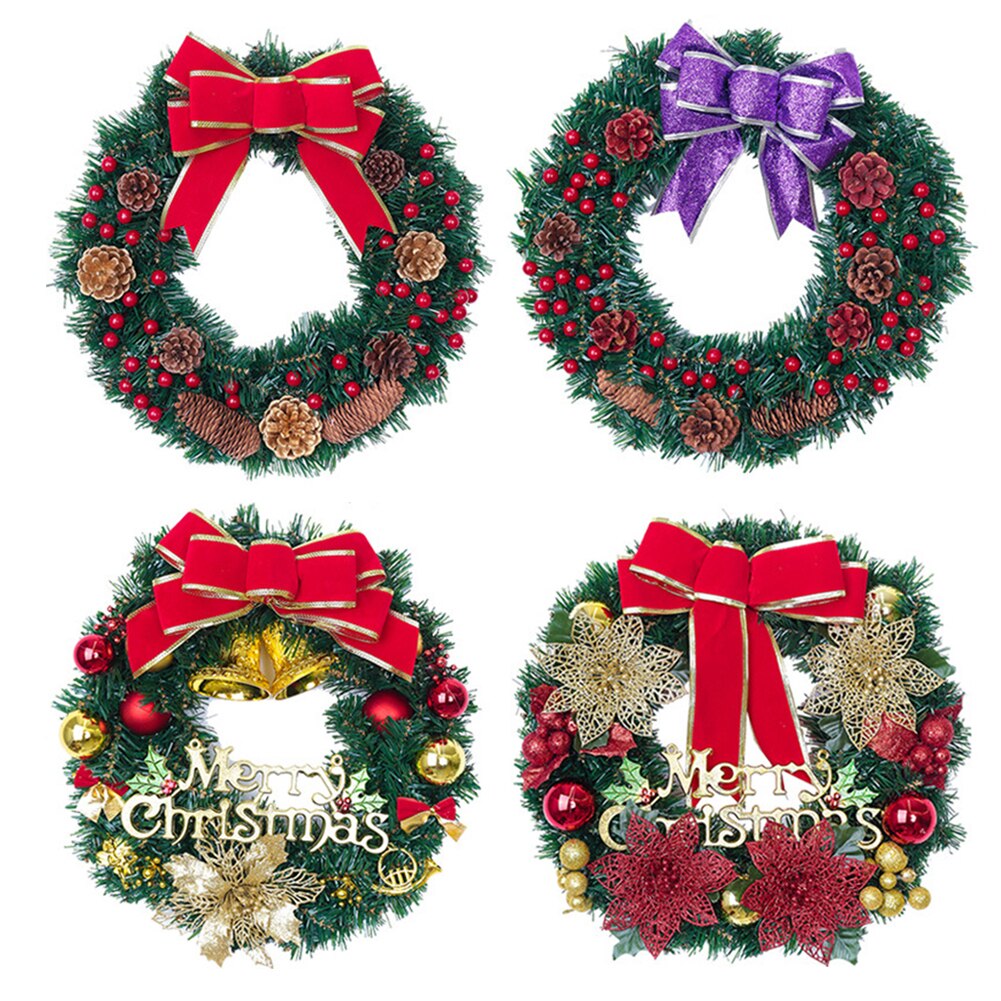 Couronne de noël en aiguilles de pin, cerceau floral pour porte de maison, ornement suspendu, décoration de mariage, bonne année