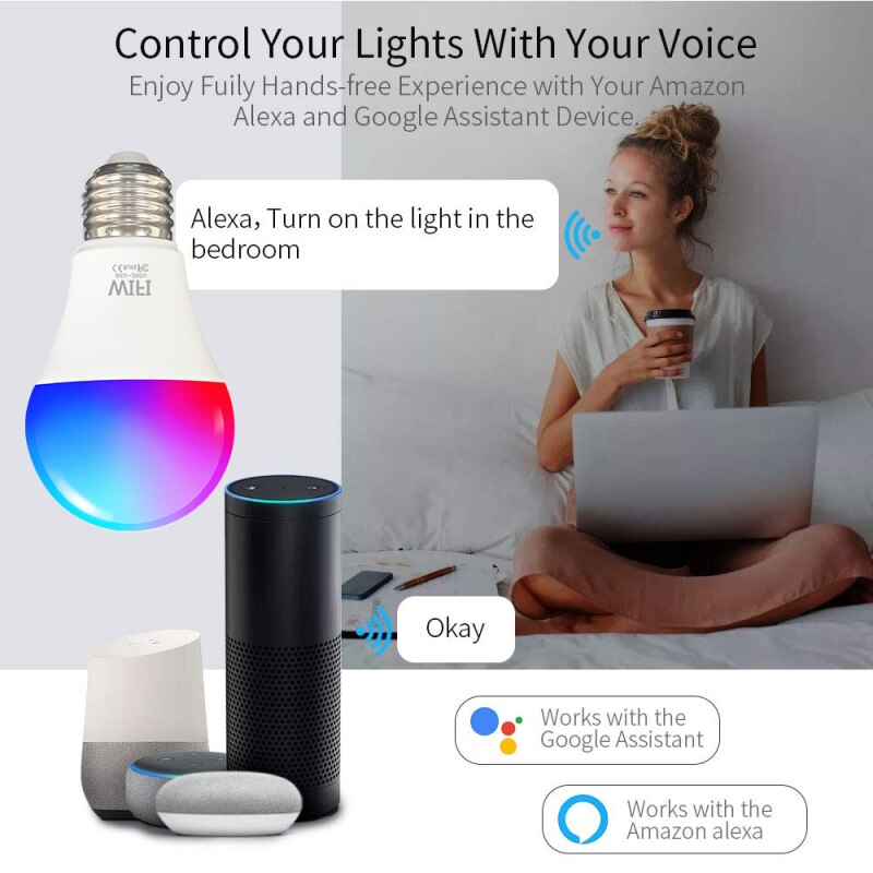 Smart Wifi Lamp Dimmen Gloeilamp 9W Rgb Slimme Lamp Voice Control Werk Met Alexa Google Thuis Smart afstandsbediening Wifi Led Lamp