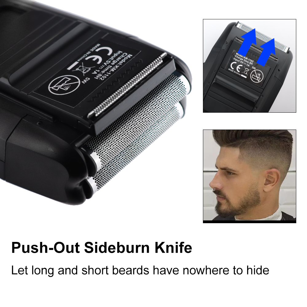 Kemei Electric Shaver Reciprocating Double-Net Razor Bald Machine Sideburn Razor For Men Face Care Multifunction Strong Trimmer