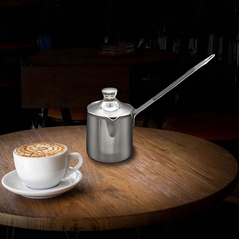 370ml turkisk grekisk kaffekanna i rostfritt stål långskaft mjölkkanna barista kaffekanna för turk cezve cafeteria met: Default Title