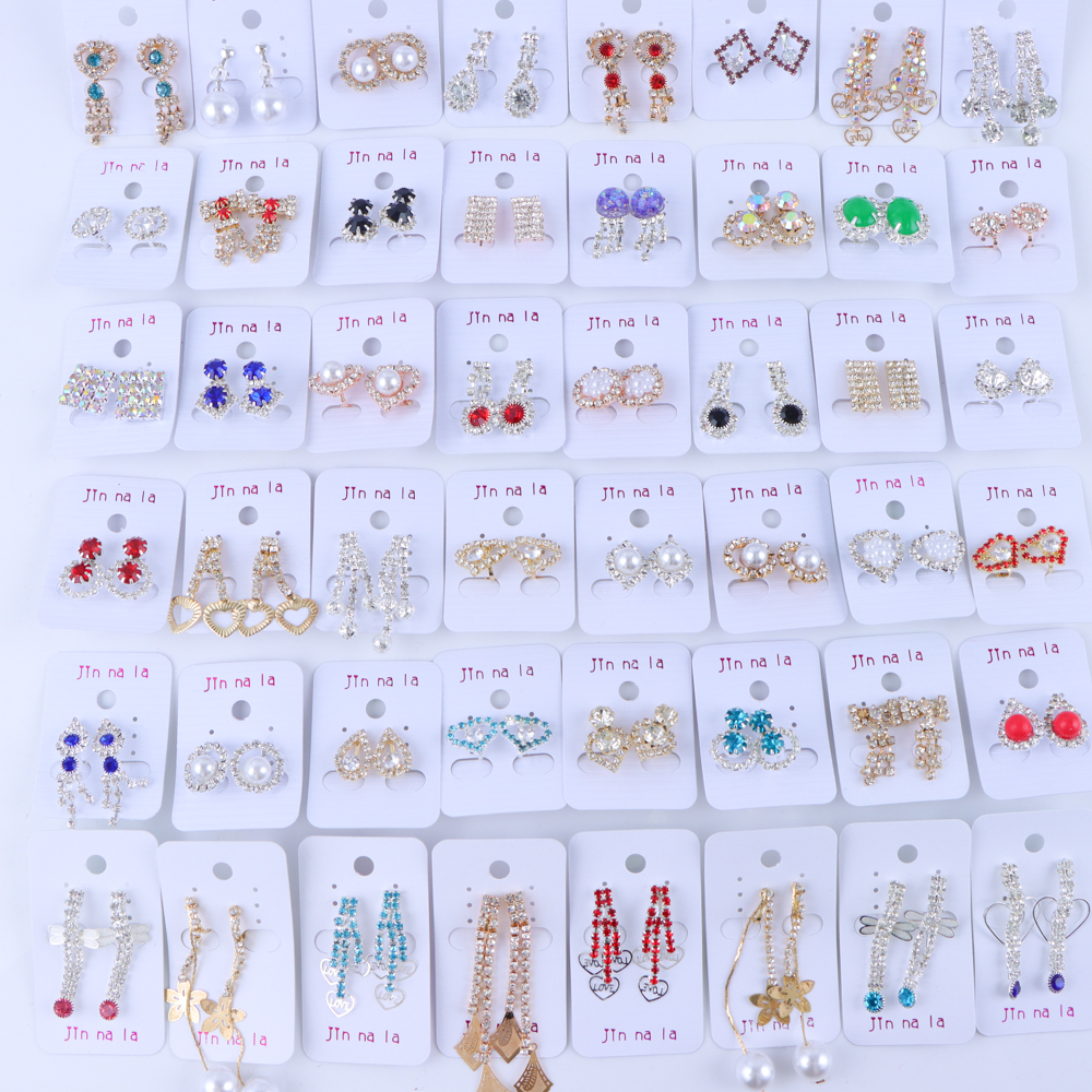 10/20/30/50 Paar Mode Trend Ster Blad Strass Clip Oorbellen Voor Vrouwen Mix Stijl Sieraden Feestgeschenken Accessoires: WHITE / Bruin