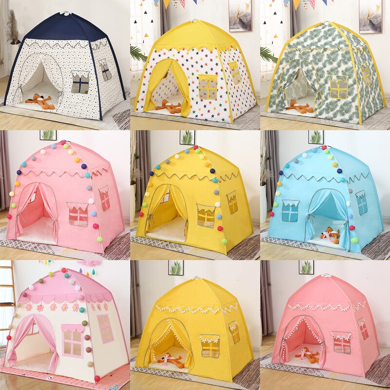 Portable Children&#39;s Tent Wigwam Folding Kids Tents Tipi Baby Play House Large Girls Pink Princess Castle Child Room Decor Tent