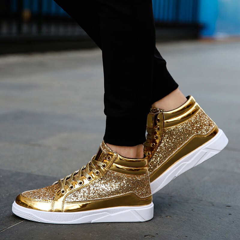 Chaussures de skate haut de gamme hommes Style coréen en plein air hommes chaussures de sport or argent rue Hip Hop Chaussure Homme baskets