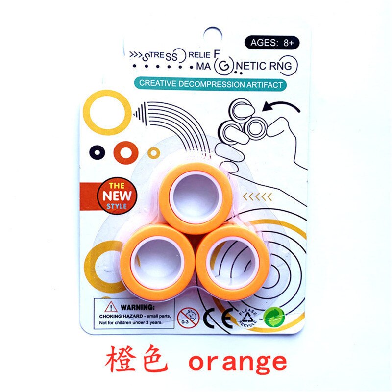 Anillos magnéticos para los dedos, antiestrés, engranajes de aleta, anillos magnéticos para el autismo, ADHD, alivio de la ansiedad, enfoque, juguetes antiestrés para niños: Orange