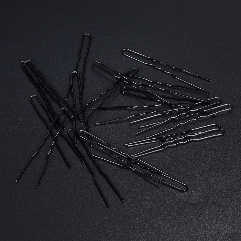 Imixlot Neue Echt Schwarz/goldene U Shaped Haarnadel Haar Clips Bobby Pins Metall Haarspange Frauen Schüssel Tools Zubehör 20 teile/los