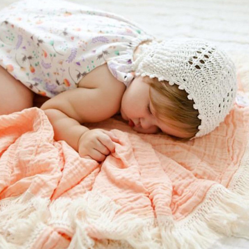 de algodón infantil mantas bebé recién nacido mantas borla sólida Swaddle dormir de fotografía recién nacido Manta