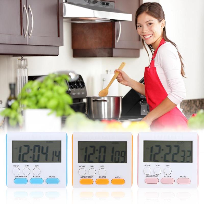 Large LCD Digital Timers Kitchen Timer Cooking Timer Count Up Down Alarm Clock Blue Pink Yellow