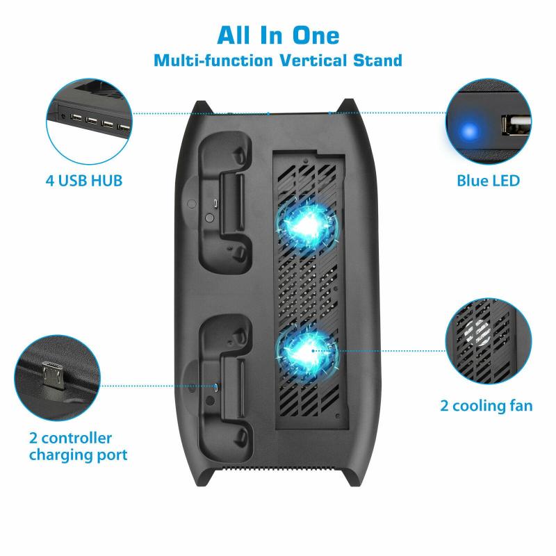Newest LED USB Dual Game Controller Charger Dock Station For Xbox One X Gaming Controller With Vertical Stand Cooling Fan Holder
