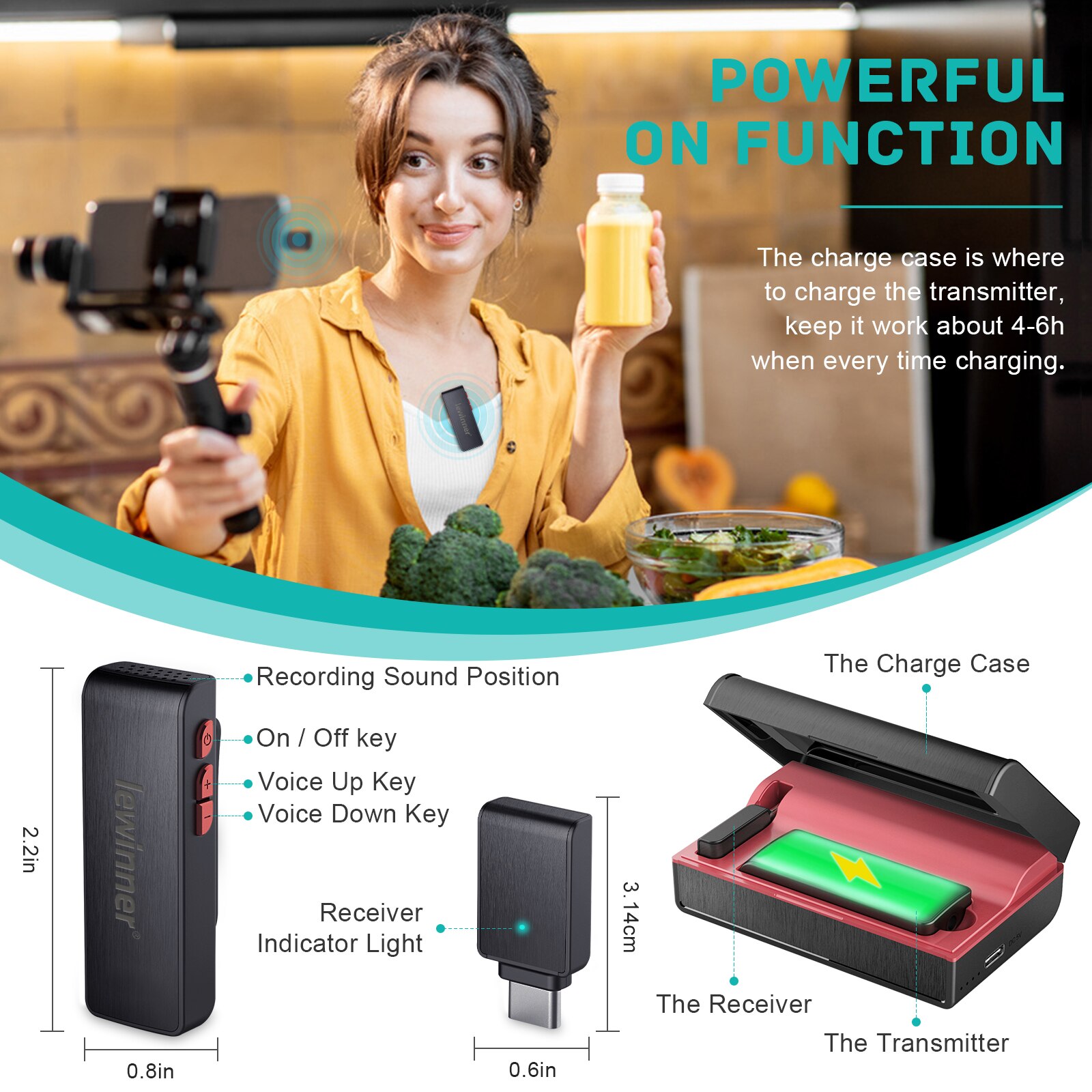 Lewinner Wireless Lavalier Microphone with Charging Case 2.4GHz Lapel Mic for iPhone/iPad/Android/Computer/Laptop for Vlog Live