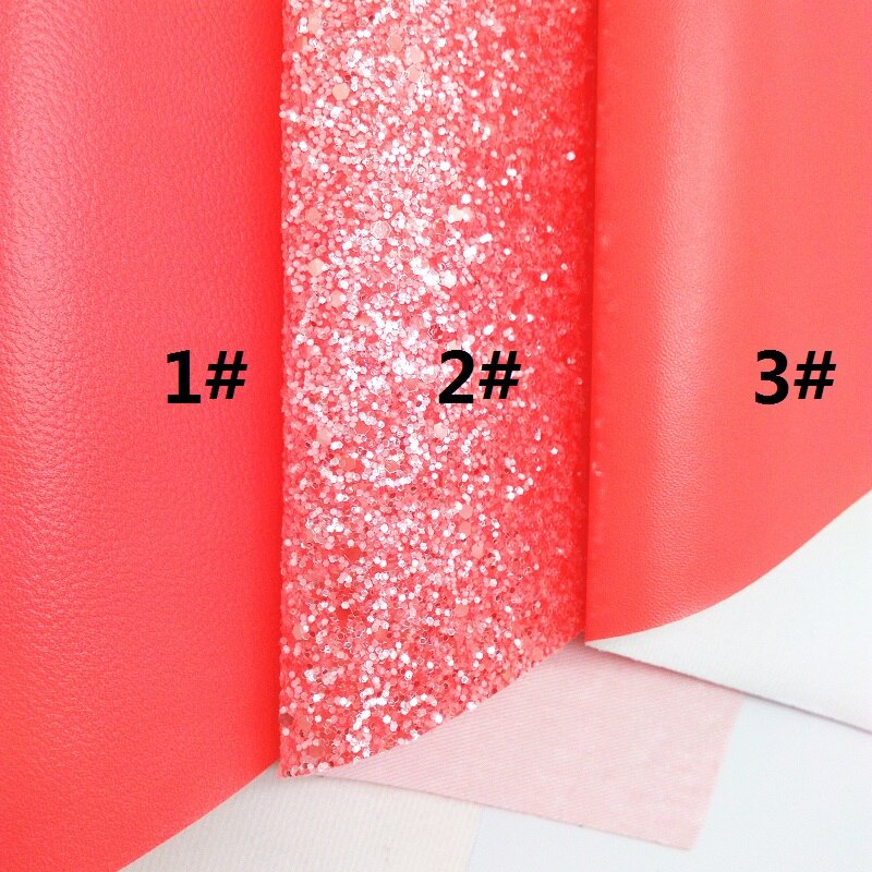 Coral Glitter Fabirc, Faux Leer Stof, litchi Synthetisch Leer Stof Lakens Voor Boog A4 21X29Cm Twinkling Ming XM534