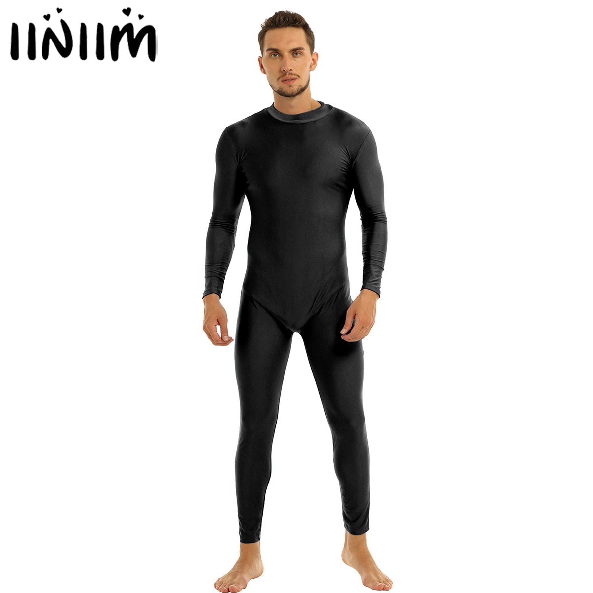 Darm passen Männer Kleidung der verspotten Nacken Overall Kostümich Haut-Enge fest Farbe Unitard Karosserie Trikot Bodystocking Dancewear