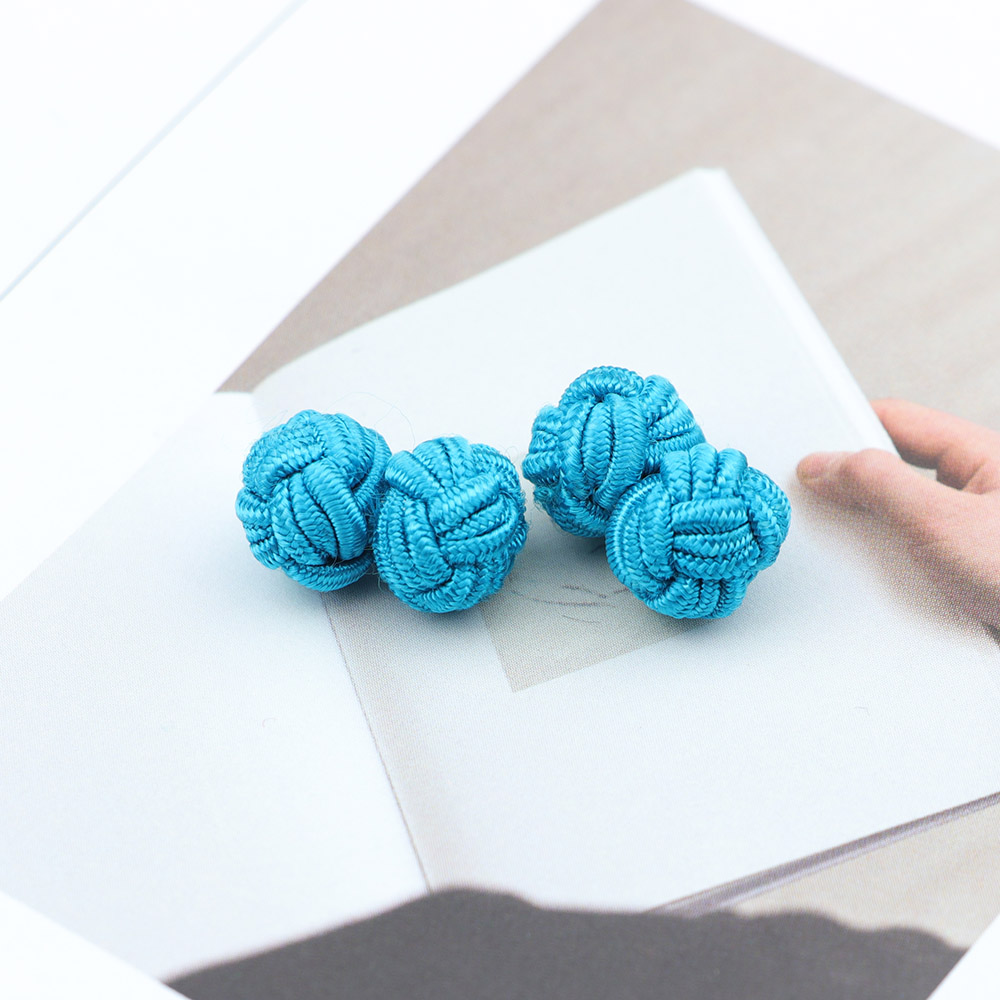 Gemelos con nudo de seda para hombre, gemelos con nudo de seda en colores sólidos, DIY, trenzado, hecho a mano, cuerda doble elástica, manguito de bola, de Novela