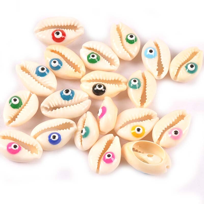 Evil Eyes Conch Shells Beads DIY Scrapbook Craft Natural Seashell For Making Jewelry Bracelet Nautical Home Decorations 10Pcs