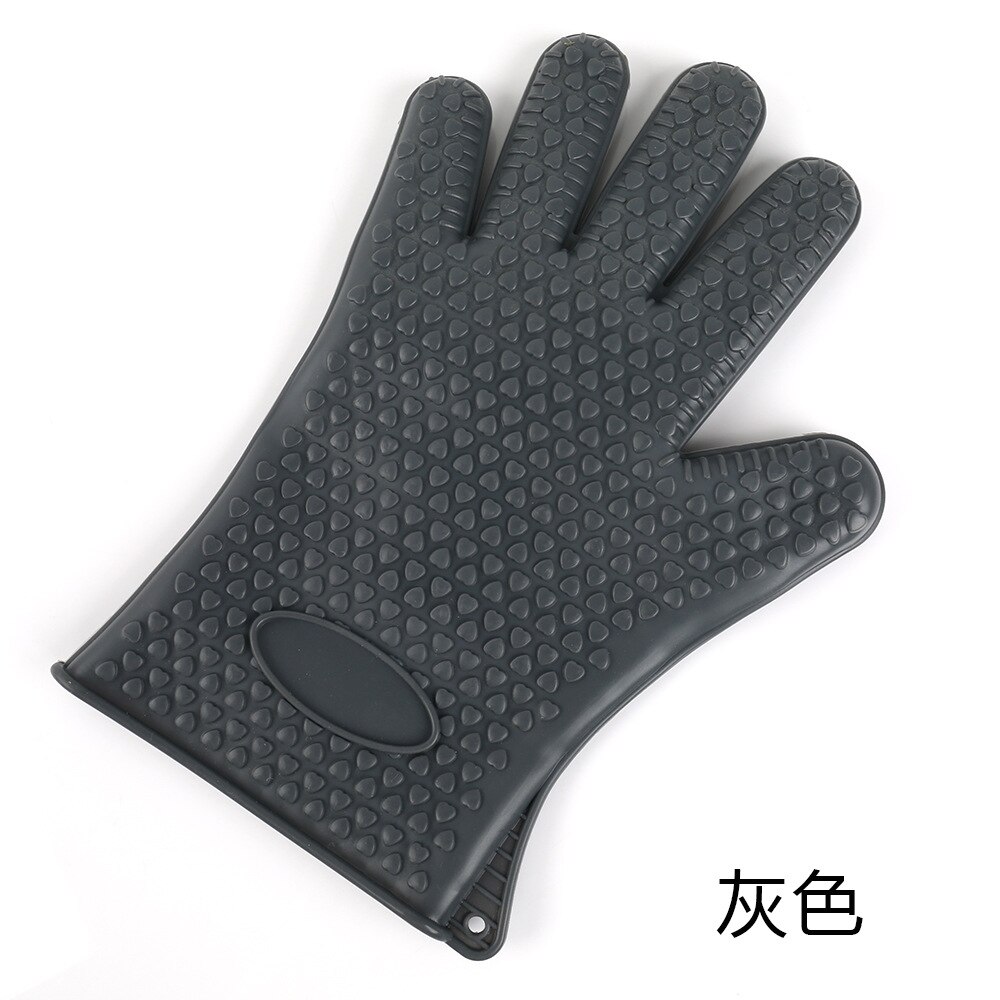 1 para Silikon Handschuhe mikrowelle 5 Finger-handschuh Ofenhandschuh Hitzebeständig Grill Bohrer Fausthandschuh Handschuh Küche BBQ Backen werkzeug: Grau
