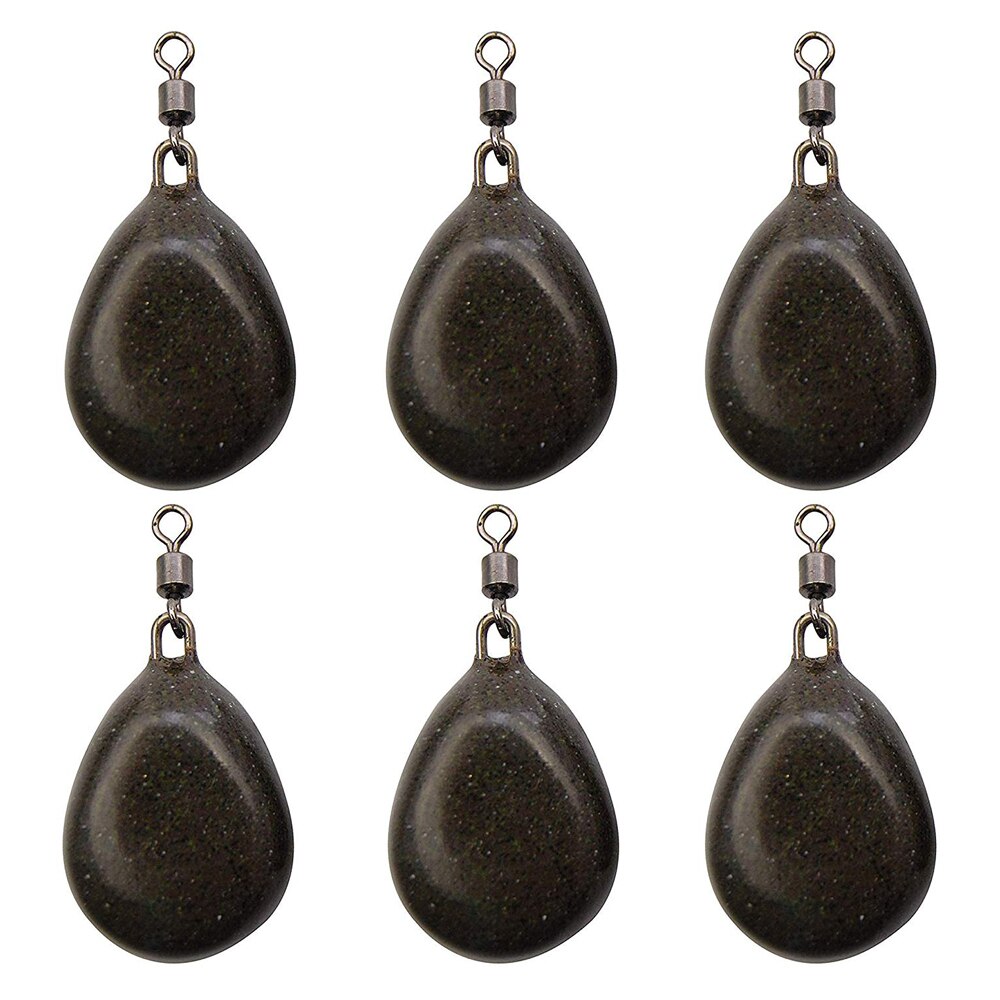 6Pcs Fishing Sinker Flat Pear Swivel Sinker Weights 2oz Coated Tapered Flat Pear Weights For Carp Fishing Accessories: Brown