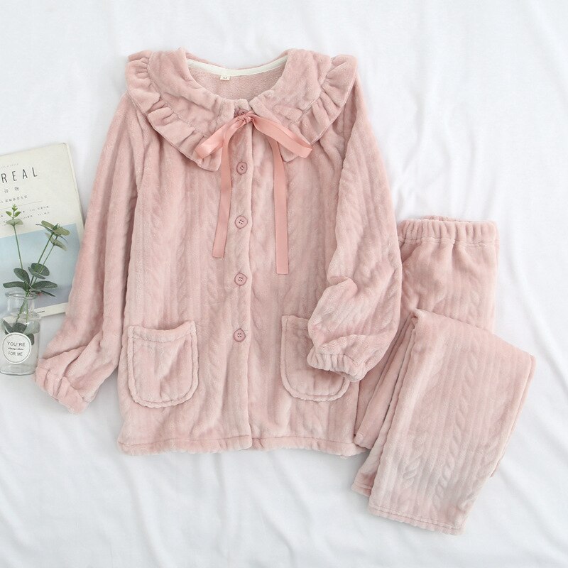 Womens Pajamas Maternity Sleep Pregnancy Clothes Autumn Winter Flannel Pregnant Pijama Breastfeeding Sleepwear