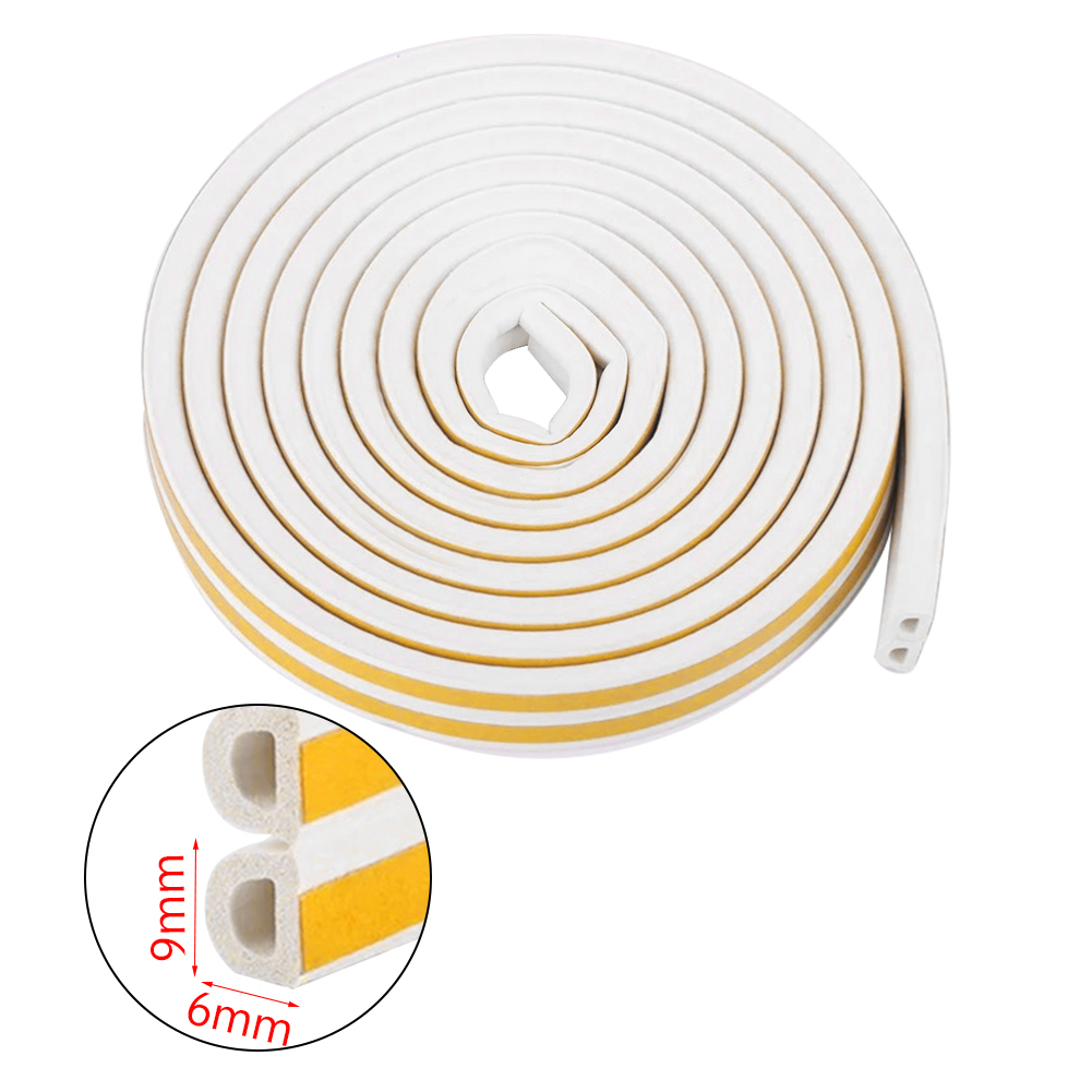 Sound Insulation Strip Foam Sticky Self-adhesive Sealing Anti-Collision Rubber Seal Draught Excluder Tape Door Window: White D